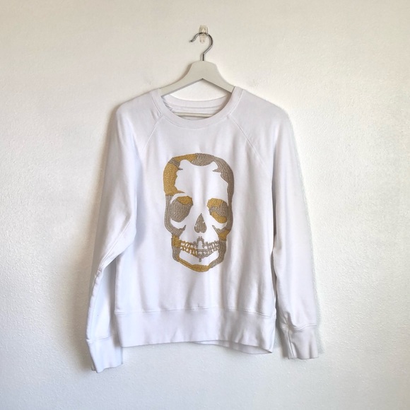 Zadig & Voltaire White / Gold Metallic Crewneck Sweatshirt Size Small Halloween - Picture 1 of 13